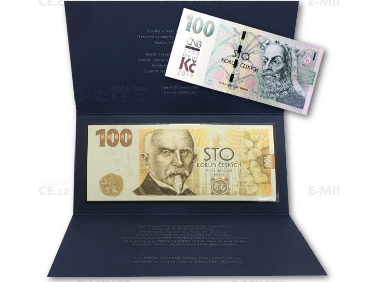 Pamětní bankovka 100 Kč 2019 a 100 Kč 2018